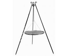 KORONO 5900105400048 Barbecue sur trépied 180 cm – Grille, Acier Brut, 102 x 80 x 11 cm