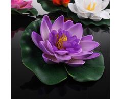 4 Pièces Fleurs Artificielles Lotus en Mousse Flottante Plantes pour Mariage Jardin Aquarium Décor 10cm