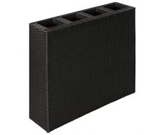 vidaXL Bac Rectangle Pot Fleurs Rotin Noir Jardin Balcon Jardinière de Plante
