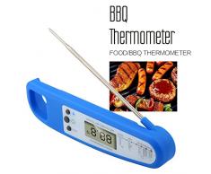 Malanzs Thermomètre de Cuisine Alimentaire Thermomètre à Viande de Cuisson des Aliments Sonde Pliable Inoxydable LCD Ecran Digital Numérique Electronique à Lecture Instantanée pour Barbecue BBQ Nouriture Grill Casse-croûte