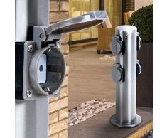 BTR Betterlighting GmbH Multiprise de Jardin à 4 Prises - Prise en Acier Inoxydable pour Bassin et Jardin - Prise pour l’extérieur