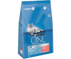 Purina One Chat Stérilisé Au Saumon et au Blé 3 KG - Croquettes pour Chat Adulte - Lot de 4