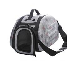JEELINBORE Sacs de Transport pour Chien Chat Pliable Sac à Main Petit Respirant Pet Carrier de Plein air Voyage (Gris, S)