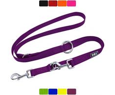 DDOXX Laisse Chien Nylon, Réglable en 3 Position, 2 m | Nombreuses Couleurs & Tailles | pour Petit, Moyen Gros & Grand | Double laisses Ajustable Chat Chiot | XS, Violet Pourpre, 2m