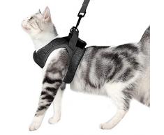 Dotoner Harnais et Laisse pour Chat Ultra-léger Col Chaton Doux et Confortable Veste de Marche pour Chat Course à Pied, Antifuite Convient pour Chiots Lapins(Gri,L)