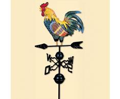 SHOH Coq Girouette Bulary Traditionnel Dessin Couleur Coq 130 cm Girouette Décoration De Jardin Marque Vent avec Points Cardinaux Coq Girouette en Métal Coq en Fer Girouette Rétro