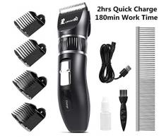 Pecute Tondeuse à Cheveux pour Chien Professionnel. Tête de Coupe en céramique et Acier. Charge Rapide de 2 Heures. Durée de la Batterie : 180 Minutes.