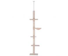 Pawhut Arbre à Chat Poteau à griffer L40 x l 34 x H 230-270 cm 5 Niveaux dactivités Beige 09CW