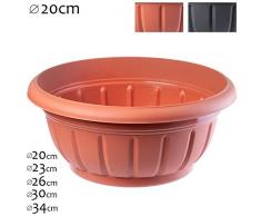 KADAX Bac à fleurs rond en plastique résistant aux intempéries pour extérieur, fleurs, jardin, balcon, décoration, pot de fleurs, pots de fleurs et pots de fleurs ⌀ 20 cm terracotta