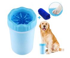Nettoyeur De Patte pour Chien, Portable Toilettage Patte de Chien avec Serviette, Laveur De Patte De Chien Brosse De Nettoyage pour Animal Idéal pour Les Chiens Actifs (10*8.5*15CM, Bleu)