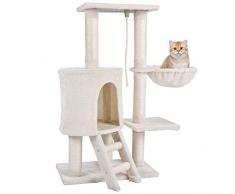 KExing Arbre à Chat Arbre à Griffer Arbre descalade en Peluche Sisal avec Hamac et Corde 96cm Beige