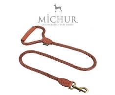 Michur Sherpa Dog Leash Laisse Brown Sugar Ronde tissée à partir de Corde en Nylon avec Cuir Robuste Disponible en différentes Tailles. Collier Chien en Cuir