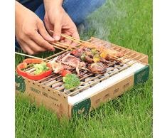 Steellwingsf Grille de barbecue portable jetable pour la maison, l’extérieur, le pique-nique, le barbecue avec charbon de bois, a