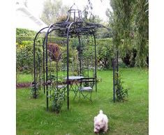 Gloriette Princess Small Tonnelle en Fer Forgé Pergola de Jardin Abris Rond En Acier Peinture Epoxy Marron Martelé 240x240x300cm