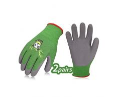 Vgo 2 Paires Gants pour Enfants de 5-7 Ans Gants de Jardinage en Fibre de Bambou (Kid-XXS, Vert, KID-RB6026)