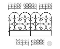 Relaxdays Bordure de Jardin Plastique, Clôture Gazon 30 cm, 6 éléments, 4 m, Parterre Massif pelouse, Piquet, Noir