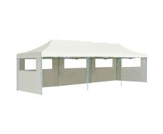 Festnight Tente de Reception Tente de Jardin chapiteau Jardin Résistance aux UV et à leau en métal tonnelle Pliable 3x9 m crème
