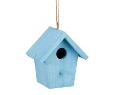 Relaxdays Maison à oiseaux nichoir perchoir en bois coloré à suspendre HxlxP: 16 x 15 x 11 cm, bleu