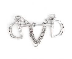 Pssopp Cheval de kimberwicke en Acier Inoxydable Mors de Bouche articulés Solides Mors de Bouche Mors à Rouleaux à Mors de Mors(125毫米)