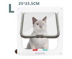 Hengda Chatière Magnétique Verrou Rotatif à 4 Voies pour Chats, Chiots et Chiens de Petite Taille Installation Facile L