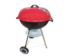 Barbecue Charbon De Bois Extérieur Portable - Grilloir Barbecue en Émail De 17 Pouces avec Roue Et Poignée pour La Cuisine De Jardin, Plage, Parc, Pique-Nique, Réunion De Famille