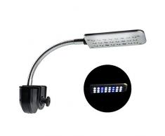 NICREW Lampe LED pour Petit Aquarium, Mini Lampe Pince Aquarium Lumière Réglable 24 LED Eclairage LED Bicolore (18 Blanc 6 Bleu) 2 Modes 1.5W 20-30 cm
