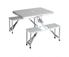 Table de pique-nique Campart Travel TA-0820 – Système de pliage sécurisé – Aluminium