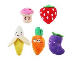 UEETEK Jouets couineurs pour Petit Chien Fruits Légumes Jouets en Peluche pour Chiot (Un Lot de 5)