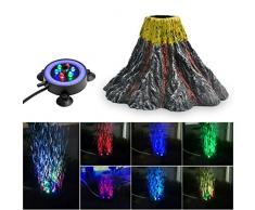 NICREW Volcan Aquarium Kit de Décoration, Lampe Bulle avec LED Coloré Décoration pour Aquarium
