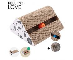 riijk Griffoir pour Chats en Carton avec Herbe-aux-Chats - Antidérapant - Jouet Chat avec Balle Qui Sonne Triangle