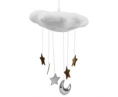 Zerodis Nuage Pendaison Décoration Flottant Pendentif avec Étoiles Lune Lit de Bébé Jouets Chambre Jouer Tente Mur Suspendue Décoration Art Décor Plafond Ornements Photo Accessoires(blanc)
