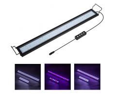 Hygger Éclairage Aquarium Lampe LED Aquarium avec Minuterie, Dimmable, Lumière daquarium LED avec Support réglable pour Usine de Poissons daquarium 56-76 cm, 16 W (Blanc et Bleu et Rouge)