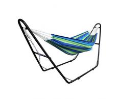 Sotech - Lit Suspendu, Hamac, Vert/Bleu, Brésilien, avec Support Type-H, Coton, Capacité: pour 2 Personnes, Hauteur: Ajustable