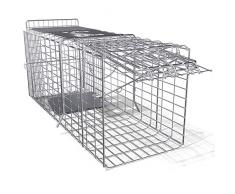 VOUNOT Piège à Animal de Capture Pliable XL en Fil Acier Galvanisé 65x23x30cm avec Poignée Cage Animaux Capture Sans Cruauté Efficace pour Attraper Rongeurs, Chat Errant et Autres Nuisibles Vivants