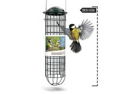 Wildtier Cœur | Support pour boules de graisse – pour oiseaux avec grille en acier inoxydable, colonne de nourriture pour boules de graisse – alimentation écologique sans filet