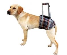 Harnais de soutien pour chien pour les jambes avant et arrière levage gilet de réadaptation réglable maille portable rembourré sans traction avec poignée pour les vieux chiens handicapés (S, Dos bleu)