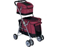 POUSSETTE CHIEN 2 Etages Poussette Duo pour Chien Rouge