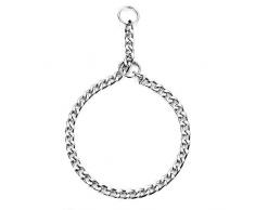 HAPPY HACHI Collier de Dressage pour Chien Collier Étrangleur Réglable en Acier Solide Chaîne Serpent en Métal pour Animaux Domestiques (M-3,5mm×55cm)