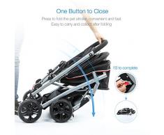 Katze-Tatze Poussette pour Chien, Pet Voyage Poussette Chat Poussette Pliable avec résistant aux Chocs 6 EVA Roues, poignée réversible