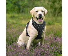 rabbitgoo Harnais Chien Réglable Gilet Chien avec Poignée Contrôle Harnais Réfléchissant Matériau Respirante Durable Couleur Noir Taille XL