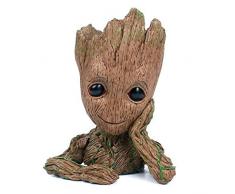 KnikGlass Baby Groot Pot de fleurs pour aquarium avec décoration en bois