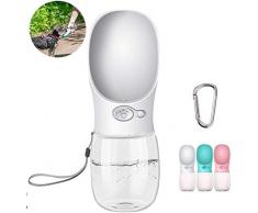 Bouteille deau pour Chien Portable,Pet Distributeur deau antibactérien de qualité Alimentaire Fuite de Preuve Chien Chat Voyage Bouteille Bol, Animal de Compagnie extérieur Potable (350ml, Blanc)