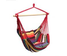 Yncc Fauteuil à Bascule/Balancelles/Chaise Suspendue Hamac De Voyage Jardin DIntérieur Dextérieur Respirant Portable Coton Polyester Multicolore