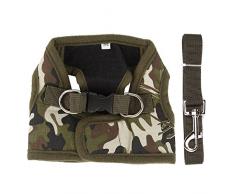 Sijueam Harnais Veste en Nylon Anti Traction Mesh pour Petit Chien Chiot avec Une Laisse (Taille M, Camouflage)