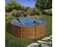 Gre KIT350W Piscine Acier Ronde H 120 M Aspect Bois Pacific, 10102 liters, Taille Unique
