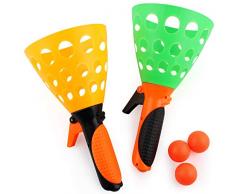 Sungpunet Le Double Jeu du Jeu Original Pop n Catch : Lance et Capture la Balle ; Parfait pour Basse-Cour, Plage, Plage | Divertissement pour Enfants et Adultes (1 Set)