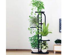 Dittzz Étagère à Fleurs en Fer - Porte Pots de Plante Fleurs de 5 Niveaux Support de Pot de Fleurs Décoration pour Jardin Balcon Terrasse Couloir,82 x 45 x 22cm