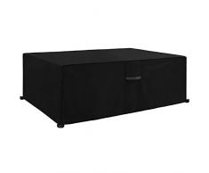 Dokon Housse Salon de Jardin avec Grilles D’aération, Iimperméable, Coupe-Vent, Anti-UV, Robuste Tissu Oxford 600D Housse de Protection pour Table Chaise Meubles, Rectangulaire (270x180x89cm) - Noir