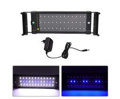 MLJ Aquarium Éclairage LED,6W/11W/18W/25W/32W avec Support Réglable pour Lampe, Aquarium Plantes Lumiere, 30cm-45cm/50cm-70cm/70cm-90cm/95cm-115cm/116cm-136cm (Expédié dAllemagne) (30-45cm,6W 40A)