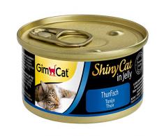 GimCat ShinyCat in Jelly - Aliment pour chats au poisson en gelée pour chats adultes - Thon - 24 boîtes (24 x 70 g)